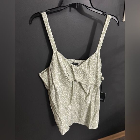 Simply Vera Wang Mint Leopard Print Twisted Sleeveless Tank Blouse NWT Size XXL - Picture 3 of 6